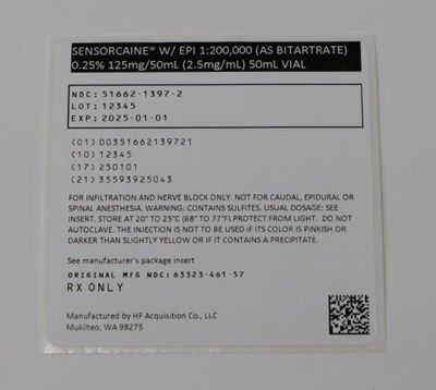 00351662139721 Sensorcaine Pouch Label